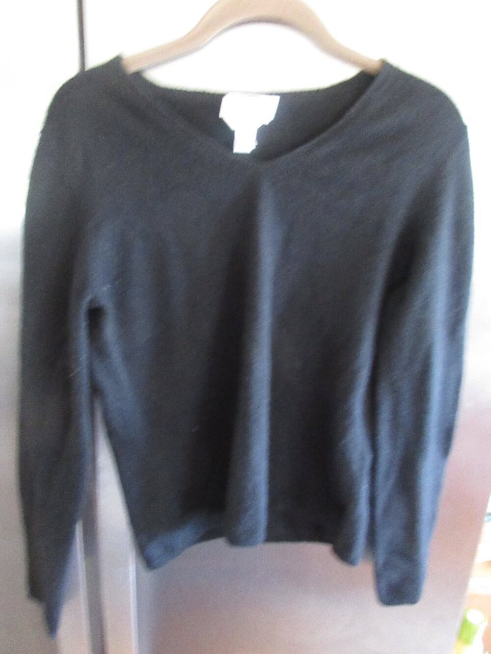 talbots black 100% cashmere vneck ps sweater petite